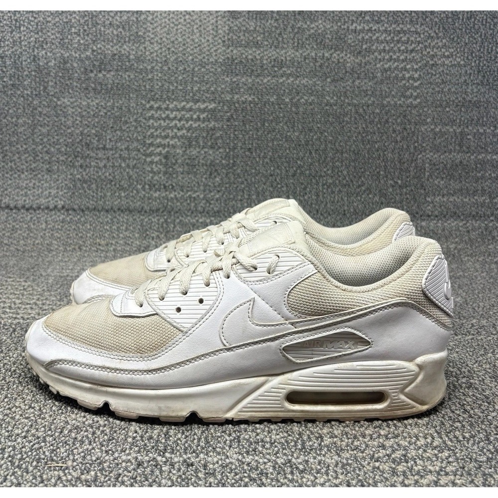 Nike Air Max 90 Men's Size 13 White Wolf Grey Triple White Sneakers CN8490-100